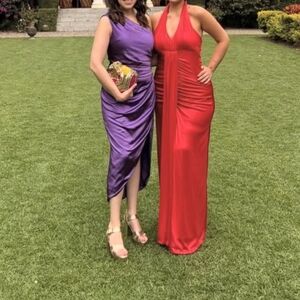 Cache Red/Pink Maxi Dress